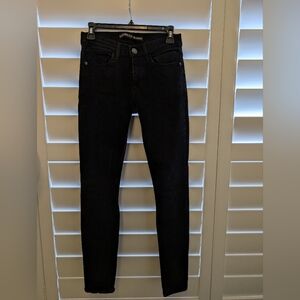 Express Lightly Distressed Black Skinny Jeans, Size 4R